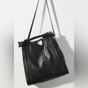 ANTHROPOLOGIE FAUX LEATHER TERRANCE BAG, GRAY, *FLAWED*.